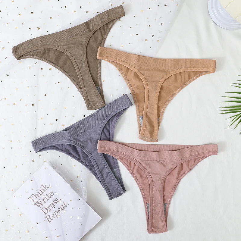 3Pcs/Set Sexy G-strings Women Brazilian Panties High Rise Female Underpants Sexy Lingerie Seamless Sports Thongs Underwear