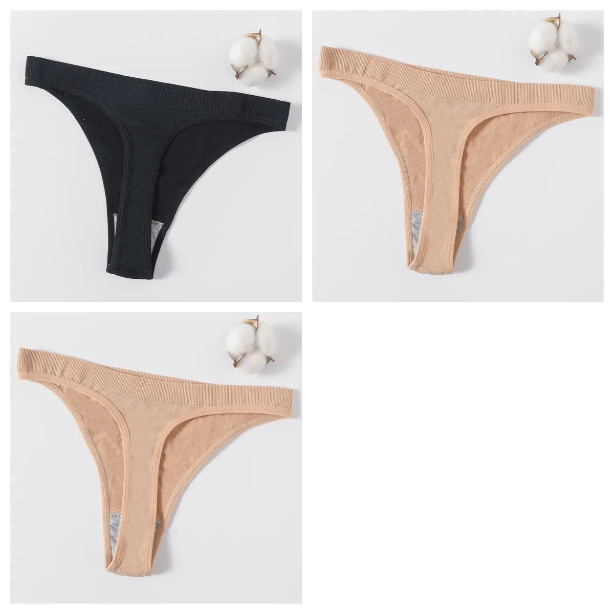 3Pcs/Set Seamless G-string Women Panties Sexy Thongs High Waist Underwear Female Underpants Sports Solid Bottom Sexy Lingerie
