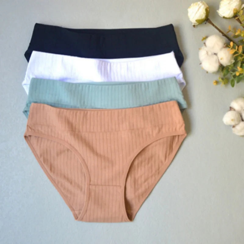3Pcs/Set Cotton Panties Women Low Waist Briefs Solid Color Underwear Comfort Breathable Panty Sexy Lingerie M-XL Intimates