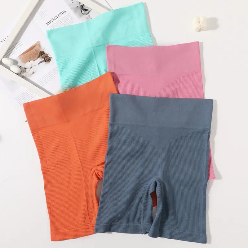 Seamless Shorts For Women Sports Safety Short Pants High Waist Panties Shorts Ribbed Hips Lift Underwear Female Underpants