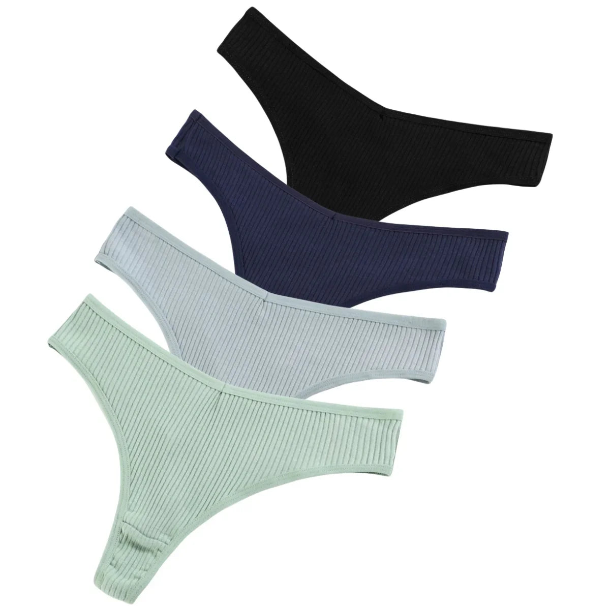 4Pcs/Set Women Cotton Panties Sexy V Waist Thongs M-XXL G-string Female Underpants Solid Color Comfortable Girls Lingerie
