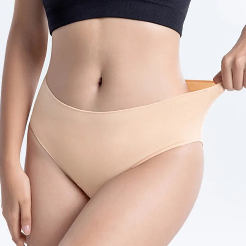 6Pcs/Set Cotton Panties Women High Waist Briefs Breathable Seamless Underwear Solid Color Soft Panty M-2XL Underpants Intimates