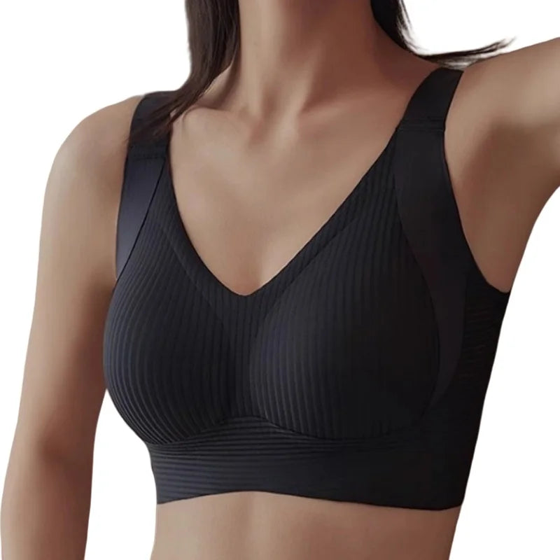 Push-Up Bras For Women Non-wire Padded Bra Seamless Underwear V-neck Tops B Cup Sexy Lingerie Adjust Wide Straps Intimates M-4XL