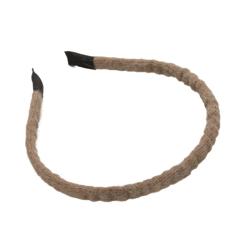 Retro Autumn Winter Wool Knitting Headbands Fashion Plush Elastic Hair Bands For Woman Girls Simple Sweet Temperament Hair Hoop