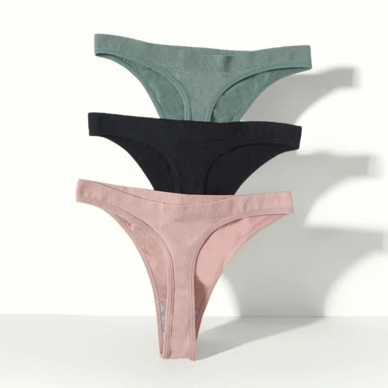 3Pcs/Set Seamless G-string Women Panties Sexy Thongs High Waist Underwear Female Underpants Sports Solid Bottom Sexy Lingerie
