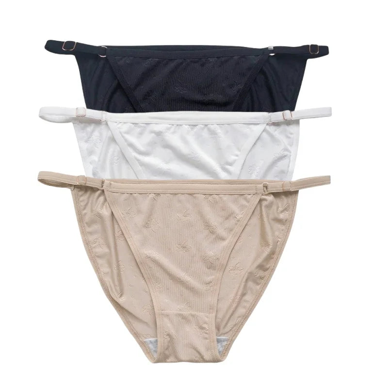 3Pcs/Set Ice Silk Panties Women Low Rise Briefs Breathable Brazilian Panty Solid Color Underwear Female Underpants Sexy Lingerie