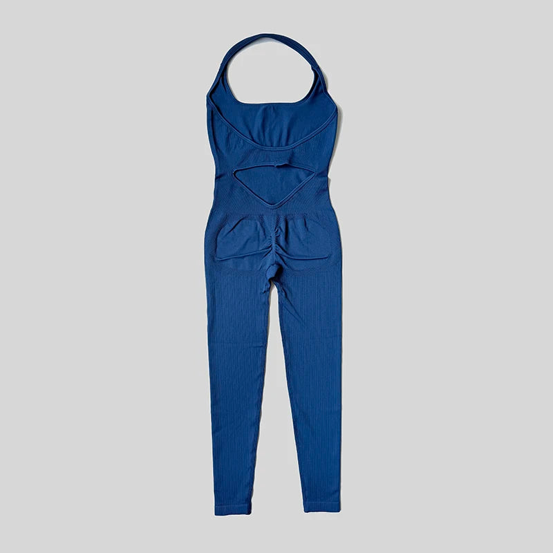 Sexy Women Bodysuits Fitness Sports Yoga Suit Halter Breathable Quick Drying Rompers Women's Gym Set Push Up Workout Jumpsuit