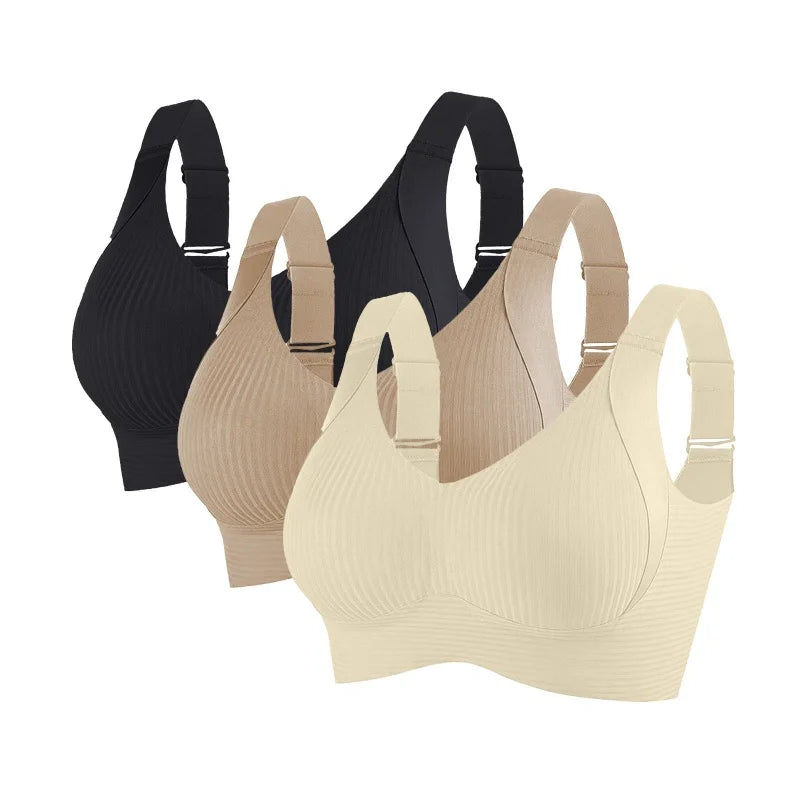 3Pcs/Set Push Up Bras For Women Non-wire Bra Seamless Underwear Adjust Straps B Cup Bralette Sexy Lingerie M-4XL Intimates