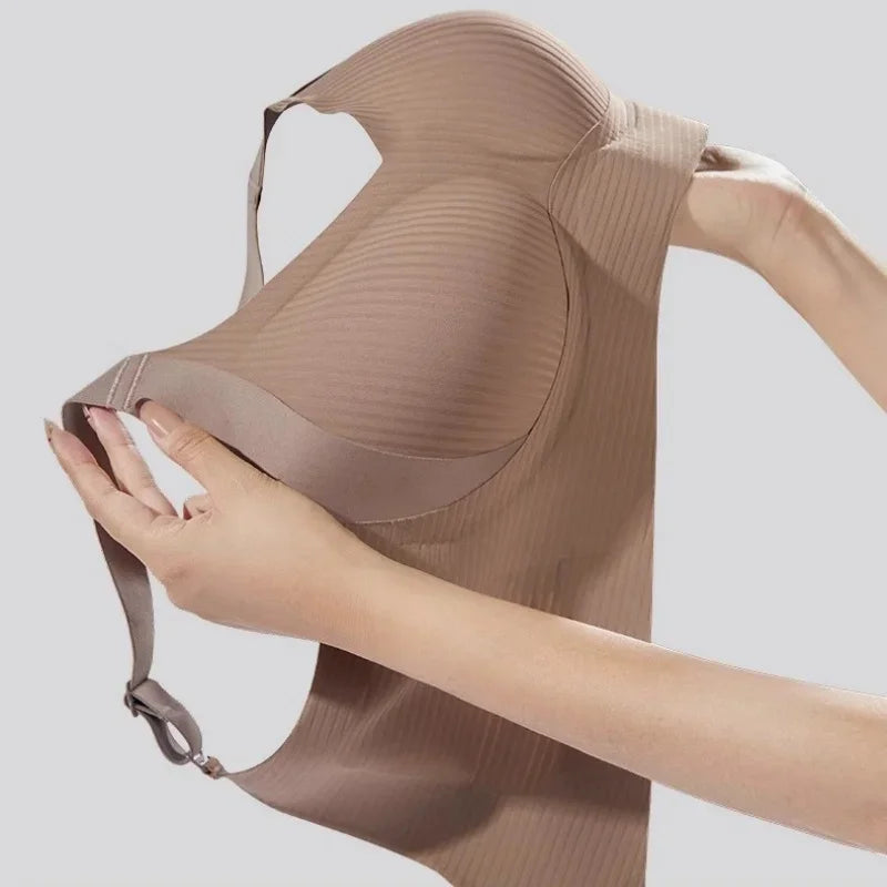 Push-Up Bras For Women Non-wire Padded Bra Seamless Underwear V-neck Tops B Cup Sexy Lingerie Adjust Wide Straps Intimates M-4XL