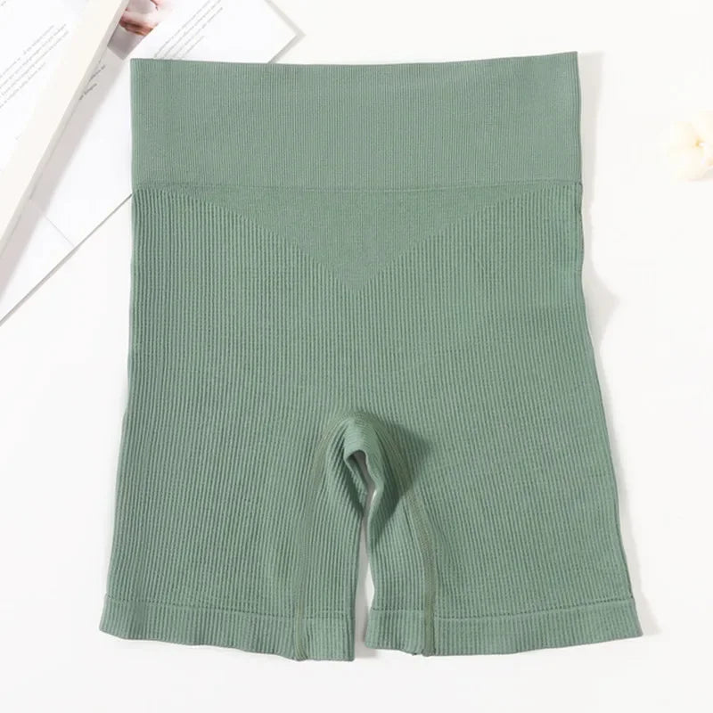 Seamless Shorts For Women Sports Safety Short Pants High Waist Panties Shorts Ribbed Hips Lift Underwear Female Underpants