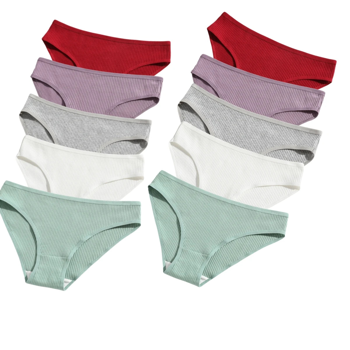 10Pcs/Set Cotton Briefs Breathable Panties Women Low Waist Briefs Sports Solid Color Seamless Underwear Female Underpants S-XXL