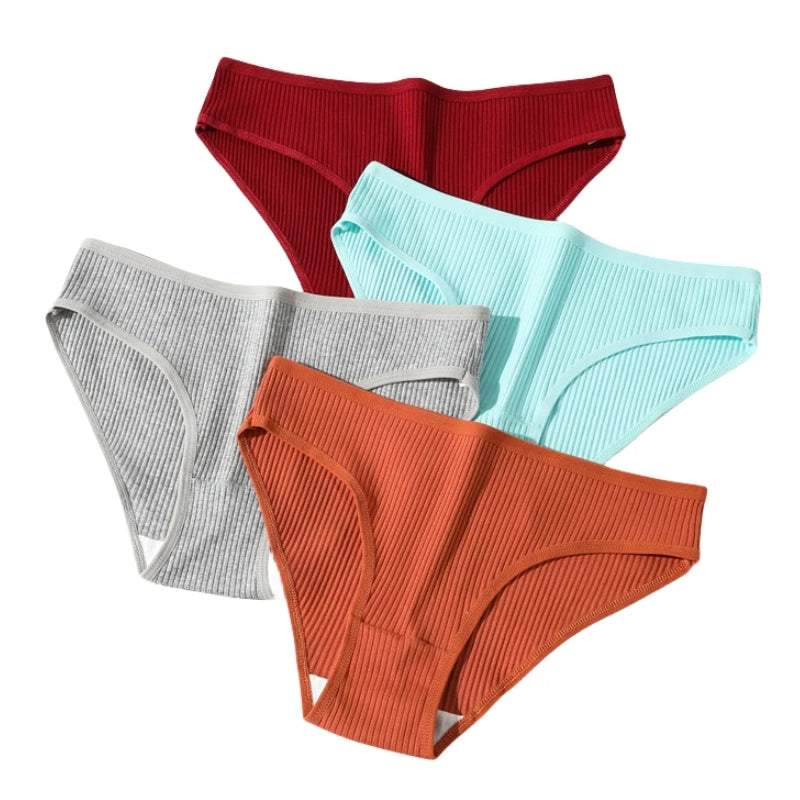10Pcs/Set Cotton Briefs Breathable Panties Women Low Waist Briefs Sports Solid Color Seamless Underwear Female Underpants S-XXL