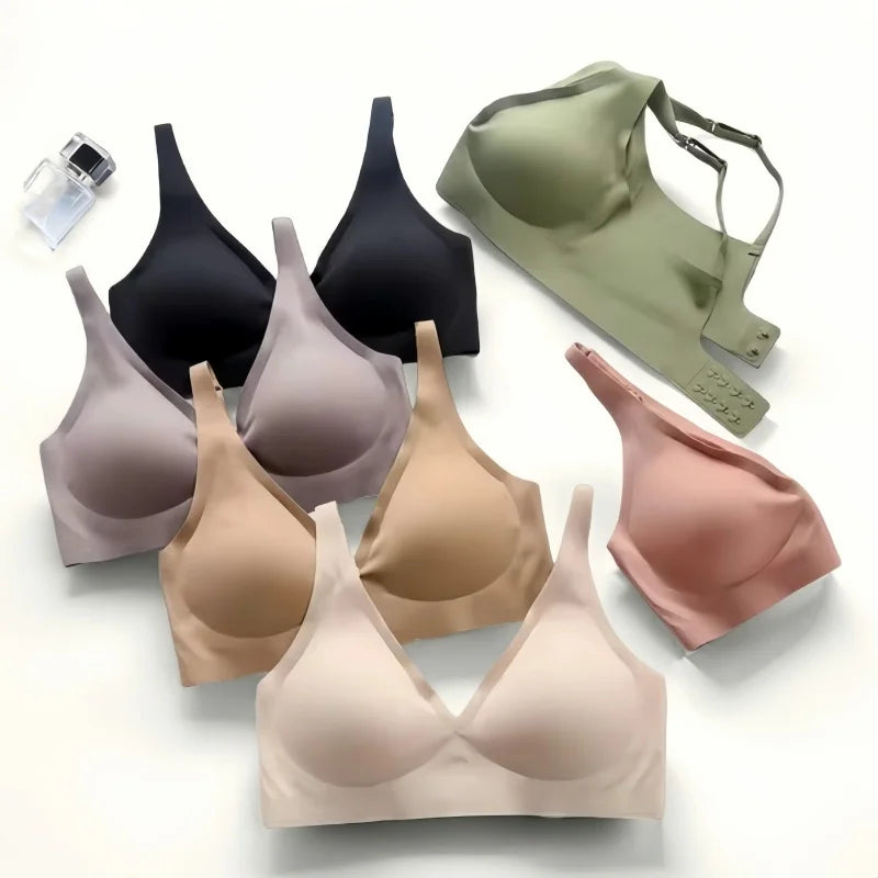 Push Up Seamless Bras For Women Non-wire Brassiere V-neck Sports Bralette Removable Padded Underwear Female Lingerie Intimates