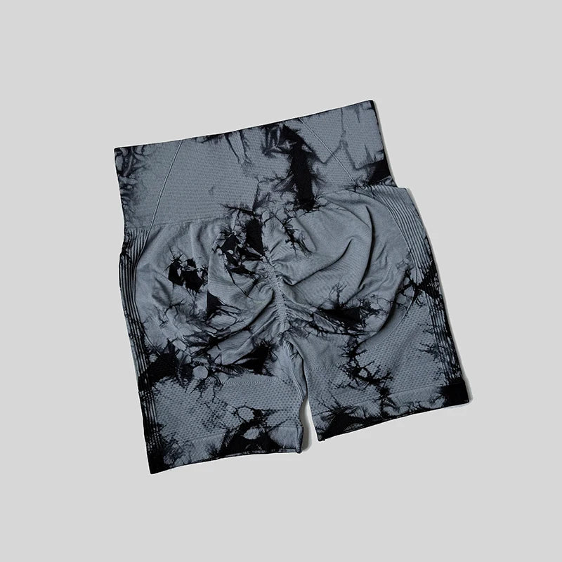 Yoga Shorts For Women Sports Tie Dye Seamless Cycling Running Shorts High Waisted Sports Workout Gym Fitness Shorts
