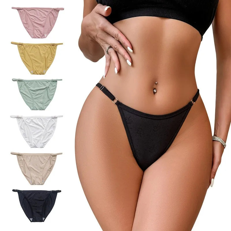 3Pcs/Set Ice Silk Panties Women Low Rise Briefs Breathable Brazilian Panty Solid Color Underwear Female Underpants Sexy Lingerie
