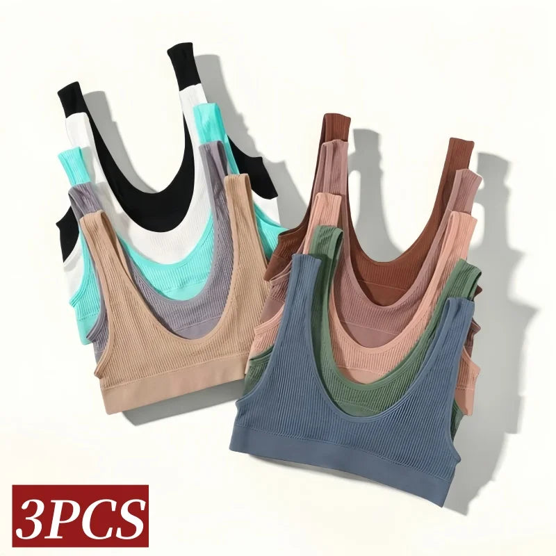 3Pcs/Set Seamless Bras For Women Push Up U Shape Bra Nonwire Underwear Female Sexy Lingerie Sport Bra Tops Comfort Intimates