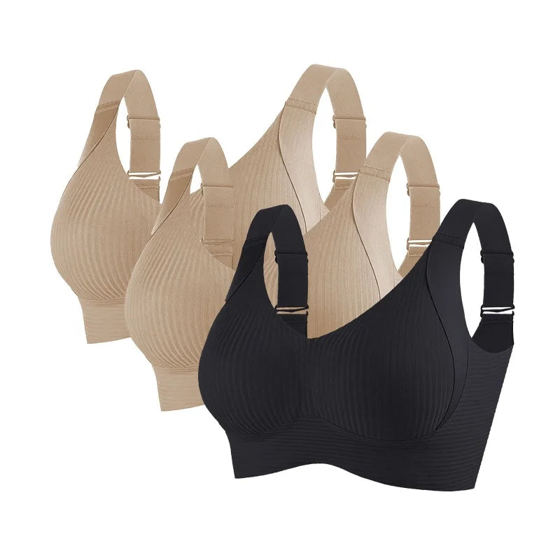 3Pcs/Set Push Up Bras For Women Non-wire Bra Seamless Underwear Adjust Straps B Cup Bralette Sexy Lingerie M-4XL Intimates