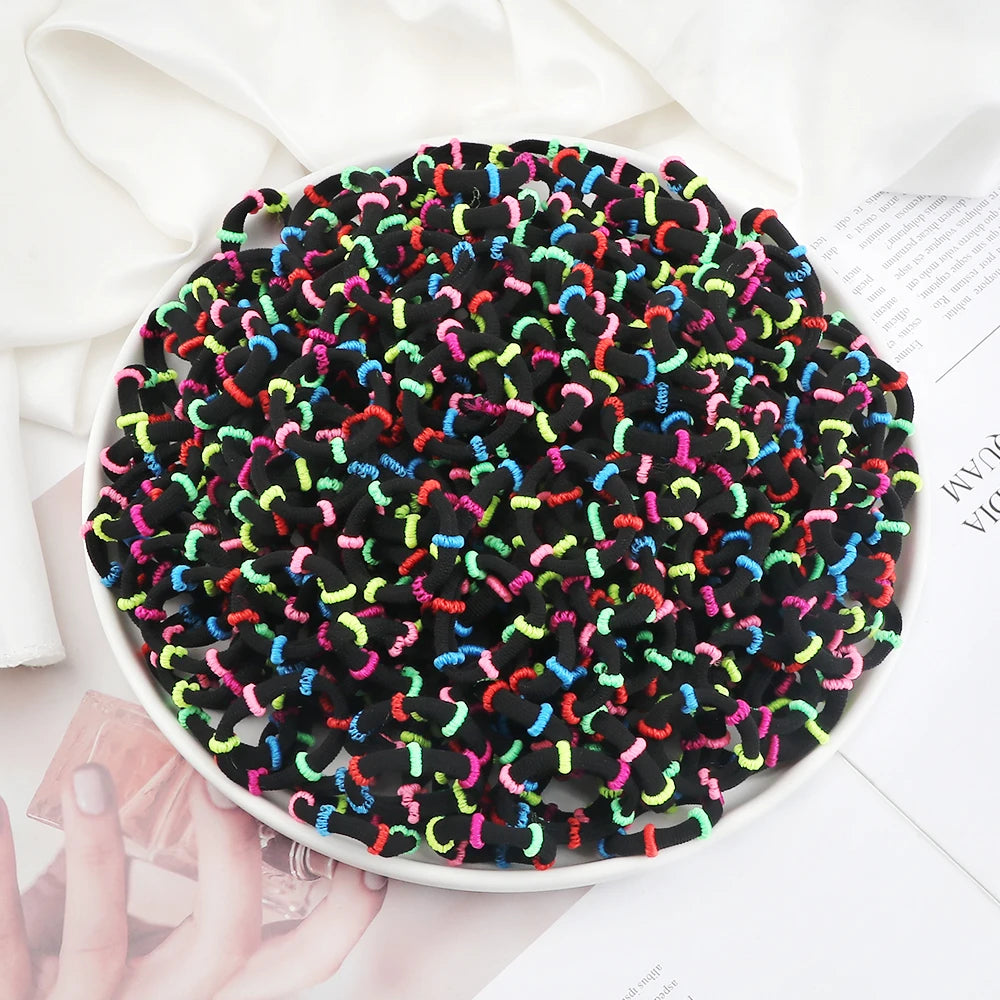 50/100Pcs/Lot Children Hair Bands Accessories Girl Candy Color Hair Ties Colorful Simple Rubber Band Ponytail Elastic Scrunchies