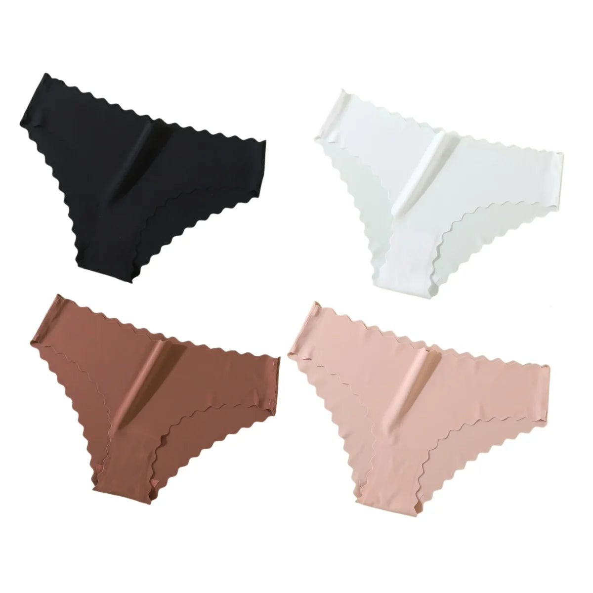 4Pcs/Set Classic Panties Women Low Rise Briefs Female Underpants Solid Color Underwear Ice Silk Panties Sexy Lingerie XS-XL