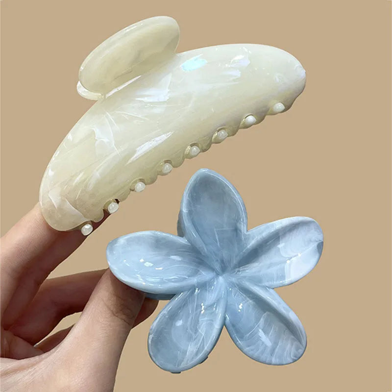 Korean Hawaiian Flower Crab Hair Clips Female Fashion Plastic Shark Hair Claw Hairpin Barrettes For Girls Beach Hair Accessories