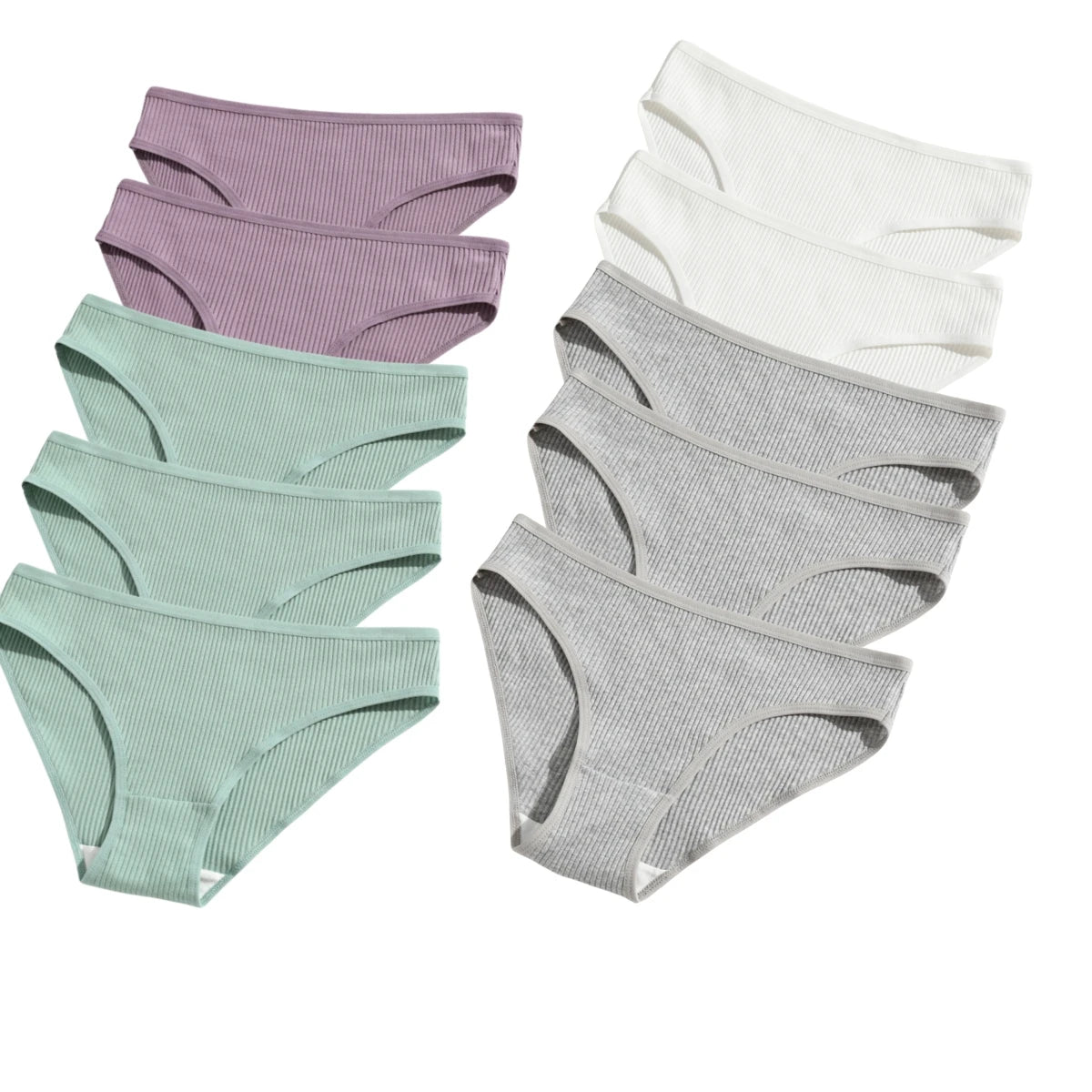 10Pcs/Set Cotton Briefs Breathable Panties Women Low Waist Briefs Sports Solid Color Seamless Underwear Female Underpants S-XXL