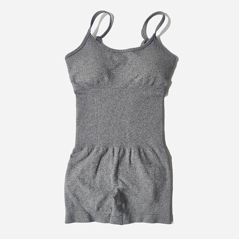 Yoga Set Women Fitness Rompers Sexy One Piece Strap Tummy Control Padded Sports Bra Workout Shorts JumpSuit Sportswear
