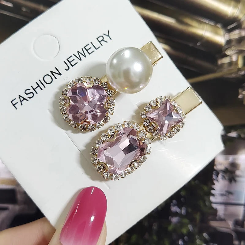 1 Set Women Hair Clips Headwear Jewelry Fashion Crystal Hair Accessories for Girls Luxury Pearl Barrettes Pins Christmas Gift