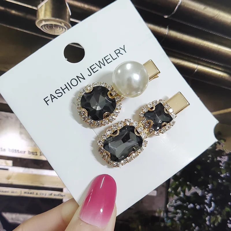 1 Set Women Hair Clips Headwear Jewelry Fashion Crystal Hair Accessories for Girls Luxury Pearl Barrettes Pins Christmas Gift