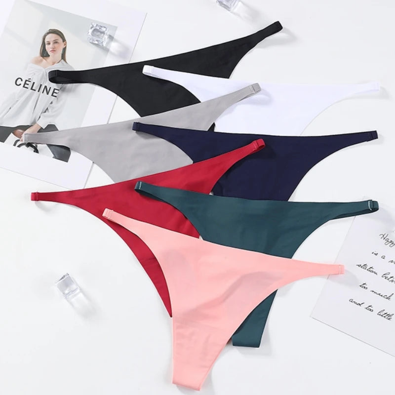 Seamless Panties Women Ice Silk Thongs Fashion Female Underwear Sexy Lingerie Sports Comfort G-Strings Invisible Pantys
