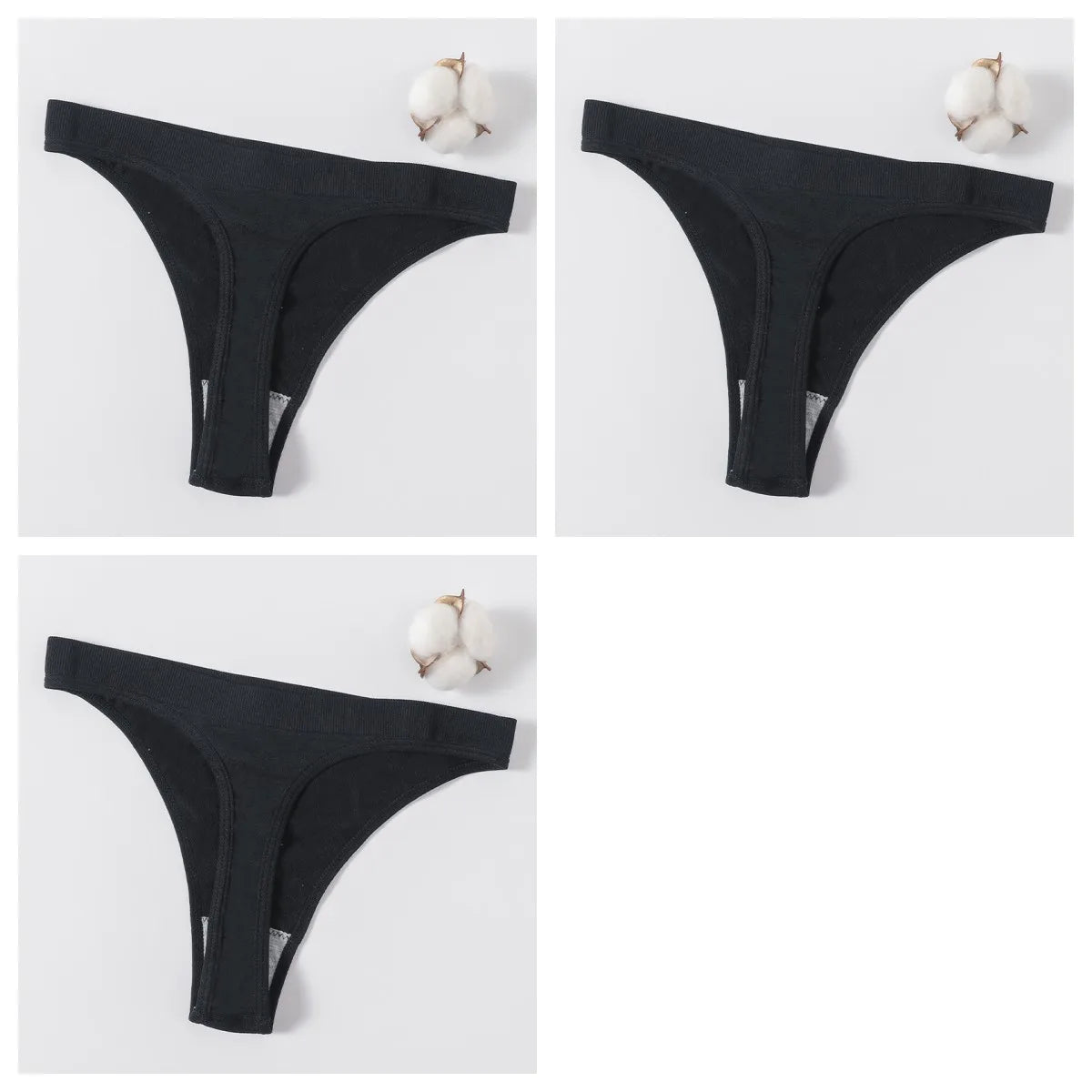 3Pcs/Set Sexy G-strings Women Brazilian Panties High Rise Female Underpants Sexy Lingerie Seamless Sports Thongs Underwear