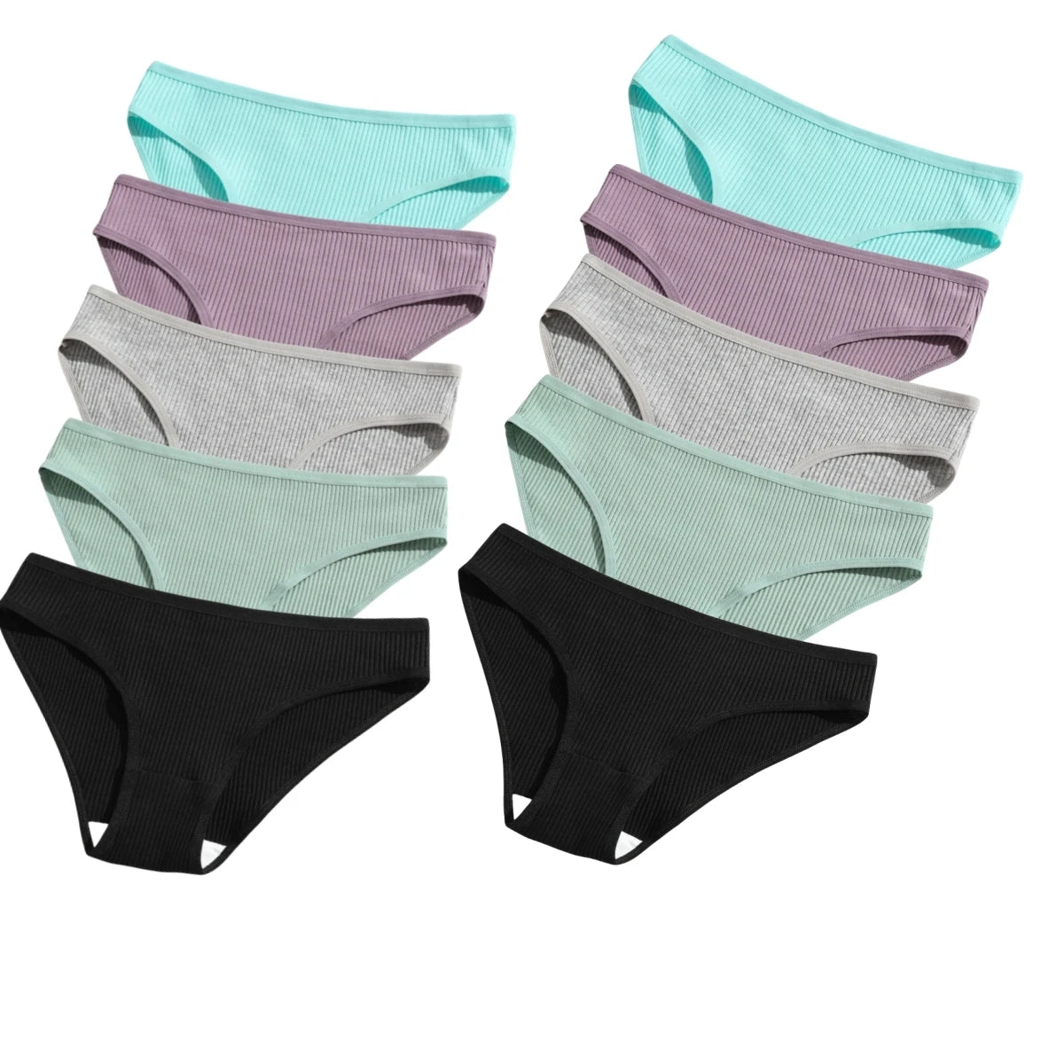 10Pcs/Set Cotton Briefs Breathable Panties Women Low Waist Briefs Sports Solid Color Seamless Underwear Female Underpants S-XXL