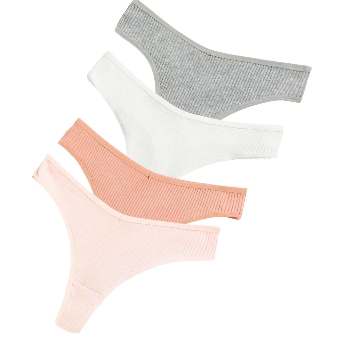 4Pcs/Set Women Cotton Panties Sexy V Waist Thongs M-XXL G-string Female Underpants Solid Color Comfortable Girls Lingerie