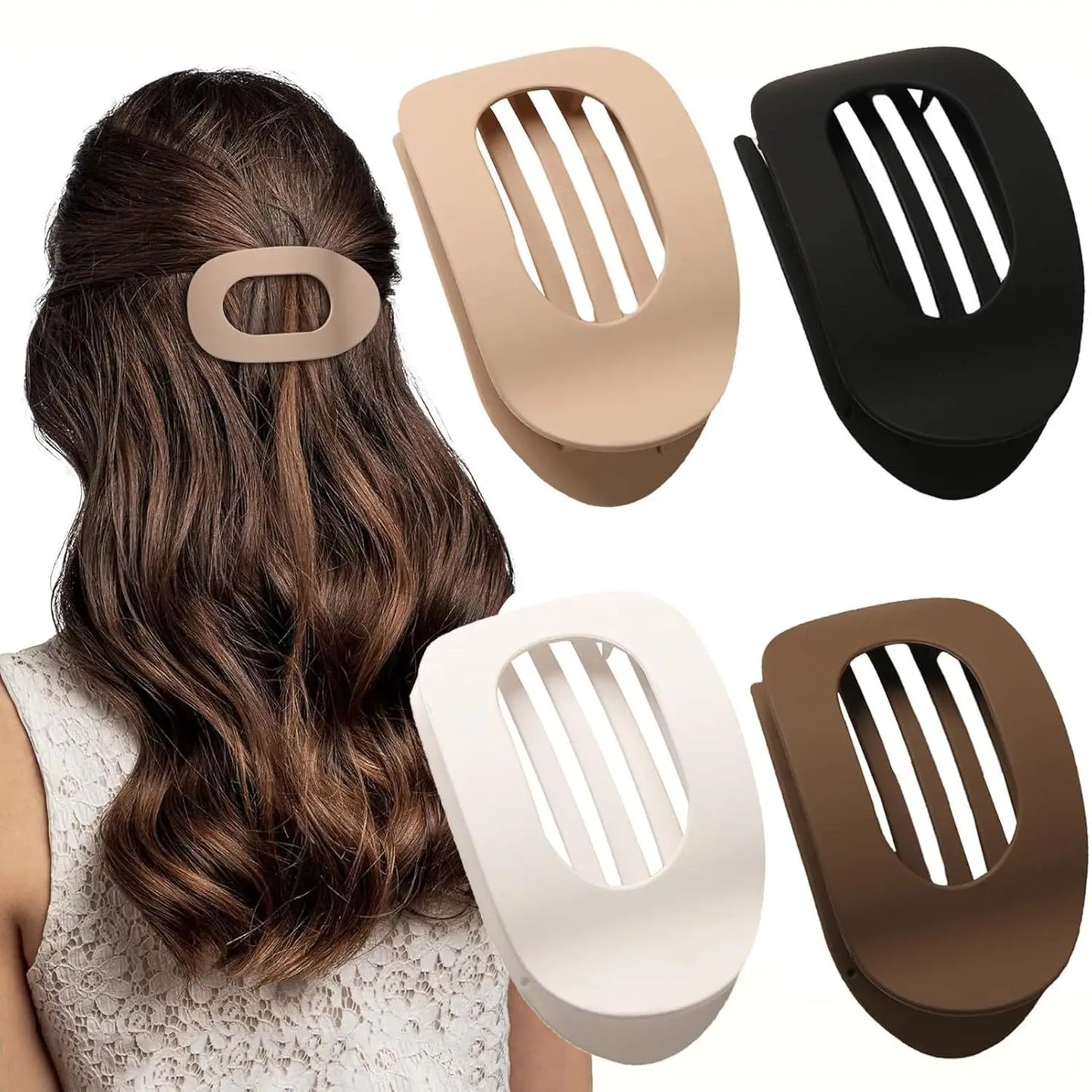 Fashion Oval Flat Hair Claw Clips for Women Matte Duckbill Clip Back-of-Head Bun Hair Accessories Simple Clip Hair Ornament