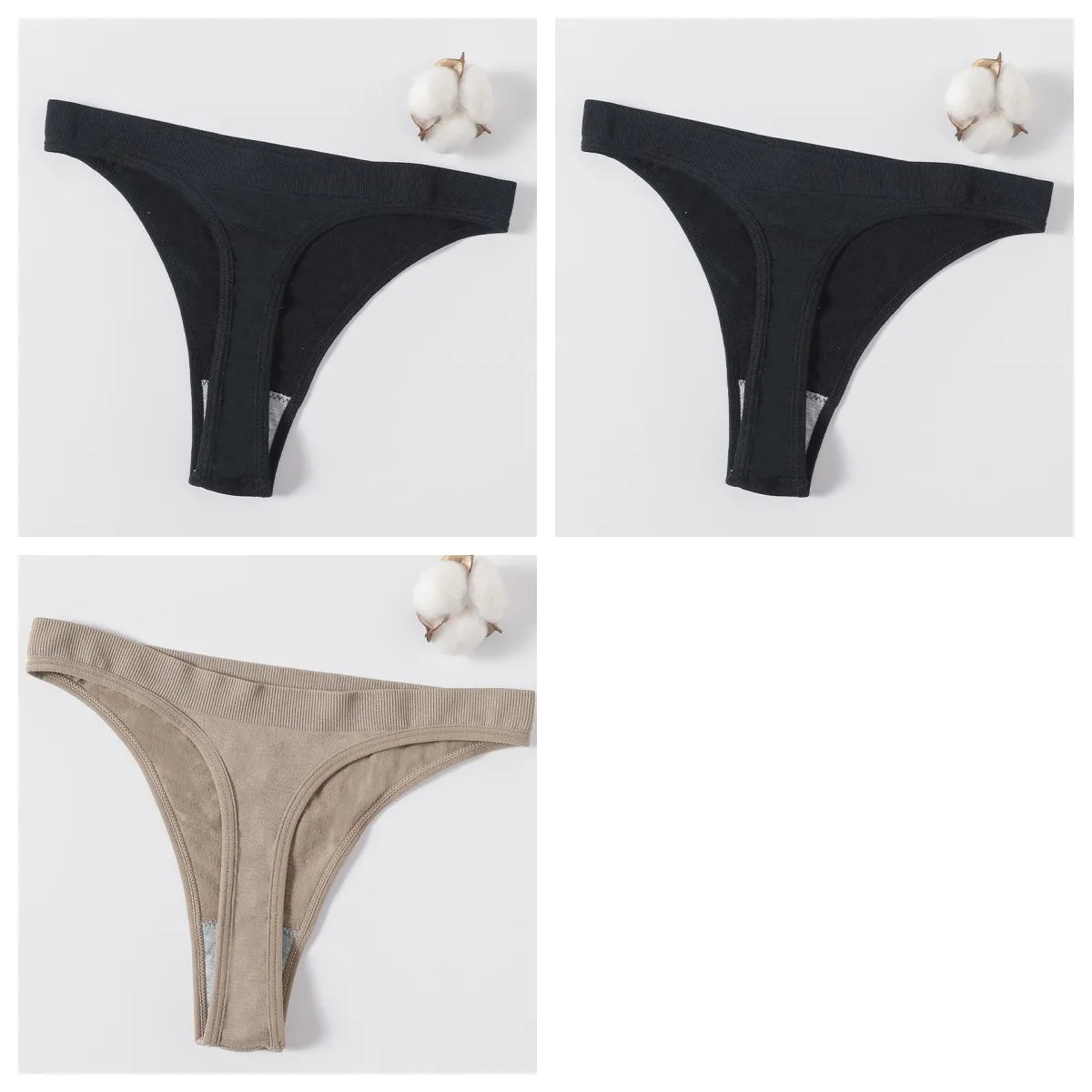3Pcs/Set Seamless G-string Women Panties Sexy Thongs High Waist Underwear Female Underpants Sports Solid Bottom Sexy Lingerie
