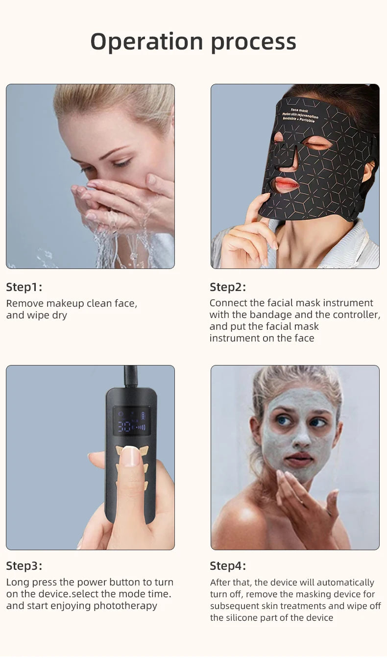 LED Photon Beauty Infrared Mask Instrument USB Electronic Mask Rejuvenation Lightens Fine Lines Brighten Skin Tone Repair Skin