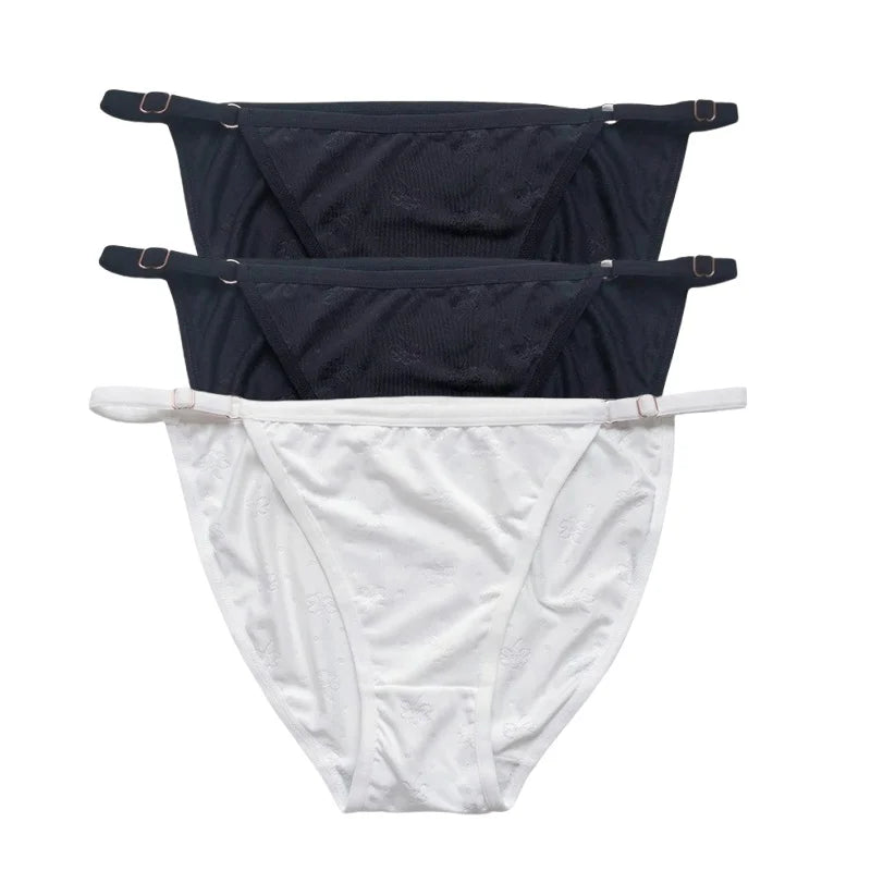 3Pcs/Set Ice Silk Panties Women Low Rise Briefs Breathable Brazilian Panty Solid Color Underwear Female Underpants Sexy Lingerie