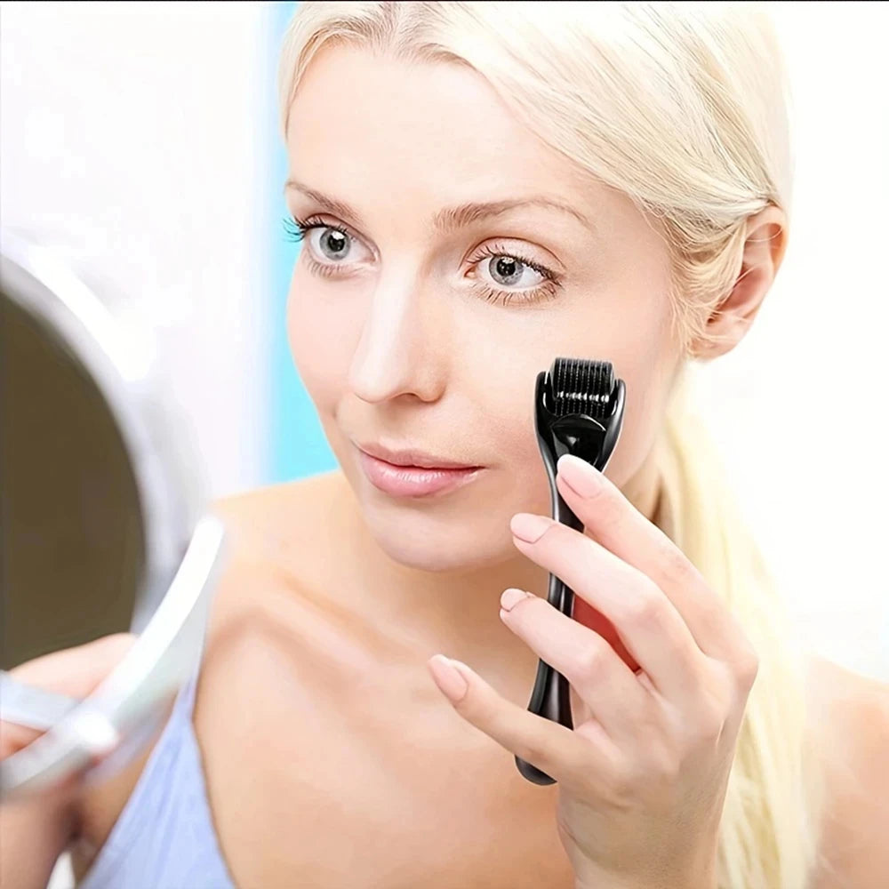 Luxury Black Derma Roller Face Massager Scalp Beard Growth Hair Growth Skin Care Tool Beauty Instrument For Women and Man