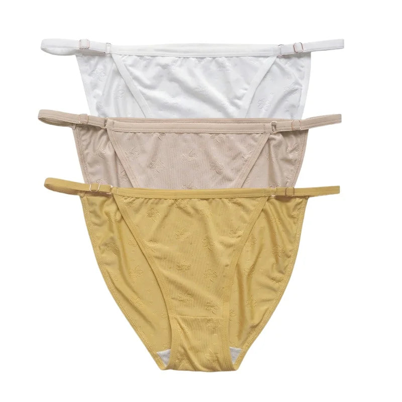 3Pcs/Set Ice Silk Panties Women Low Rise Briefs Breathable Brazilian Panty Solid Color Underwear Female Underpants Sexy Lingerie