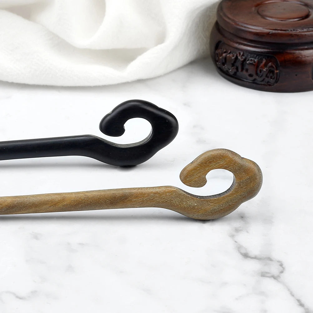Style Retro Sandalwood Hair Clip Hairpin Chinese Ancient Carved Wooden Chopstick Hair Stick Cosplay Party Headwear Accessories