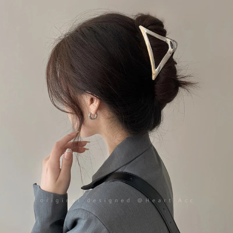 Metal Geometric Hair Claw Crab Hairpins Fashion Cross Hair Clips Barrettes Women Girls Korean Ponytail Clip Hair Accessories