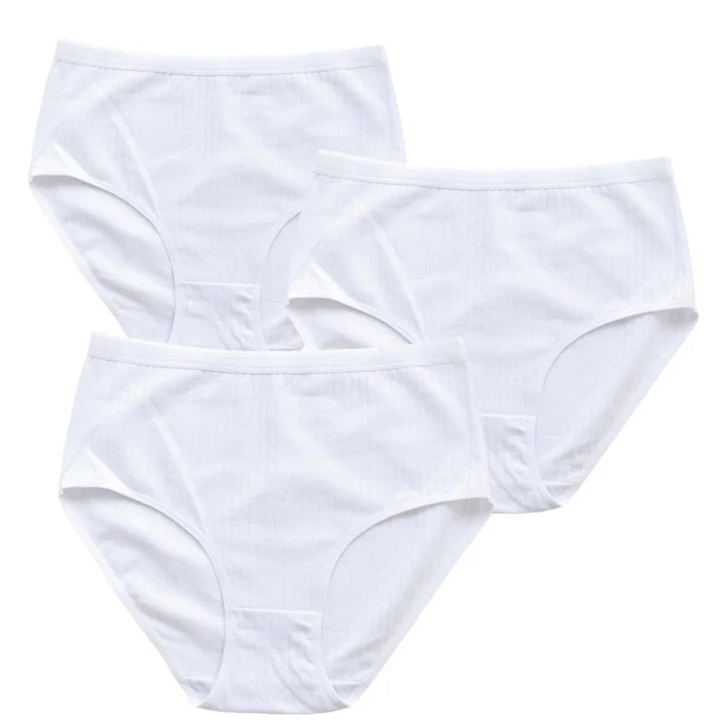 3Pcs/Set Women High Waist Panties Cotton Briefs Underwear Solid Color Female Sexy Lingerie M-XXL Breathable Comfort Underpants