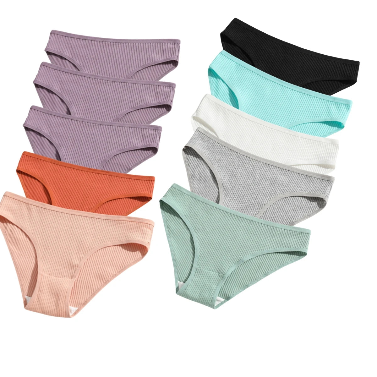 10Pcs/Set Cotton Briefs Breathable Panties Women Low Waist Briefs Sports Solid Color Seamless Underwear Female Underpants S-XXL