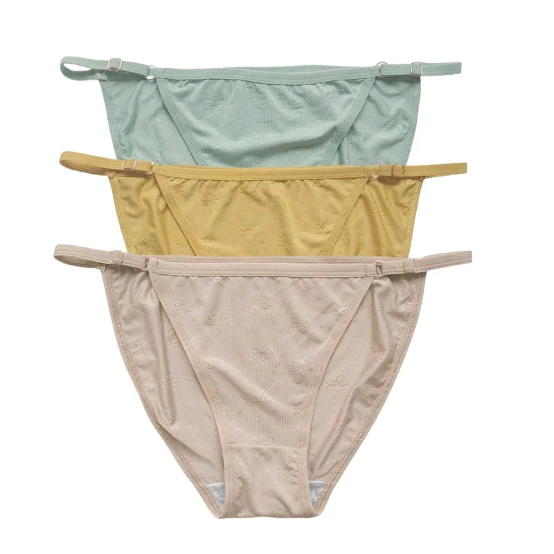 3Pcs/Set Ice Silk Panties Women Low Rise Briefs Breathable Brazilian Panty Solid Color Underwear Female Underpants Sexy Lingerie