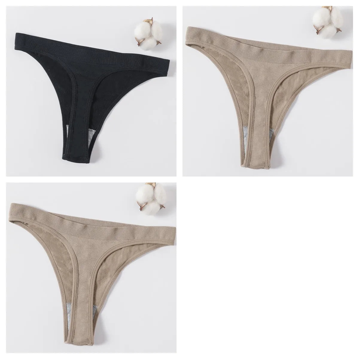 3Pcs/Set Seamless G-string Women Panties Sexy Thongs High Waist Underwear Female Underpants Sports Solid Bottom Sexy Lingerie