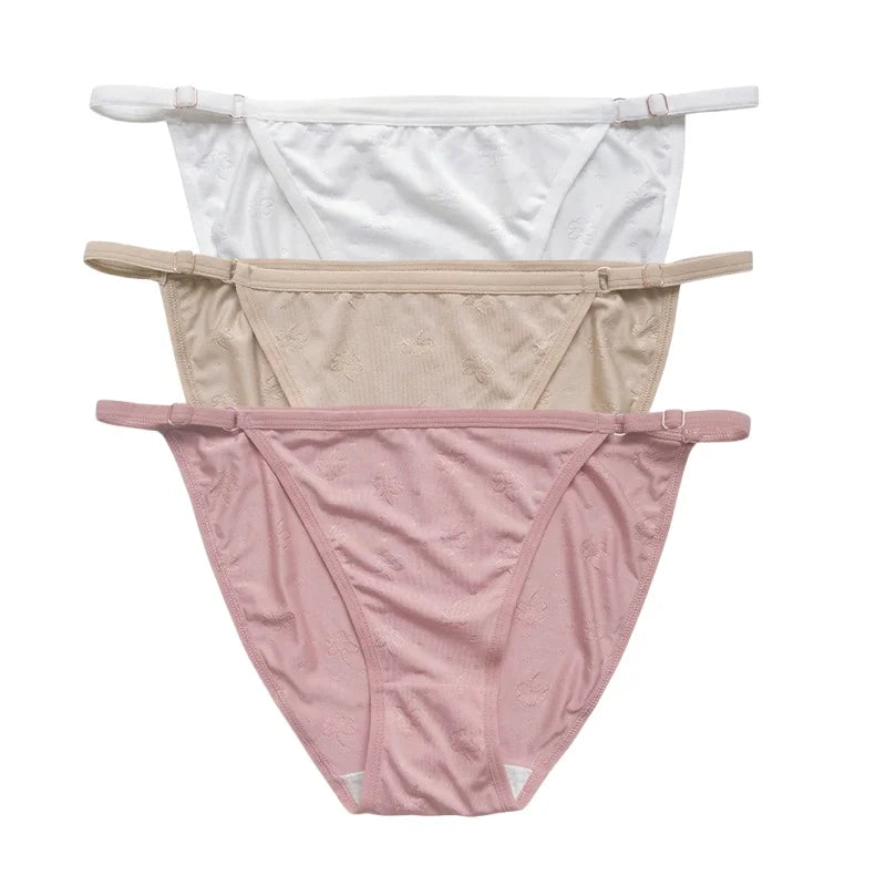 3Pcs/Set Ice Silk Panties Women Low Rise Briefs Breathable Brazilian Panty Solid Color Underwear Female Underpants Sexy Lingerie