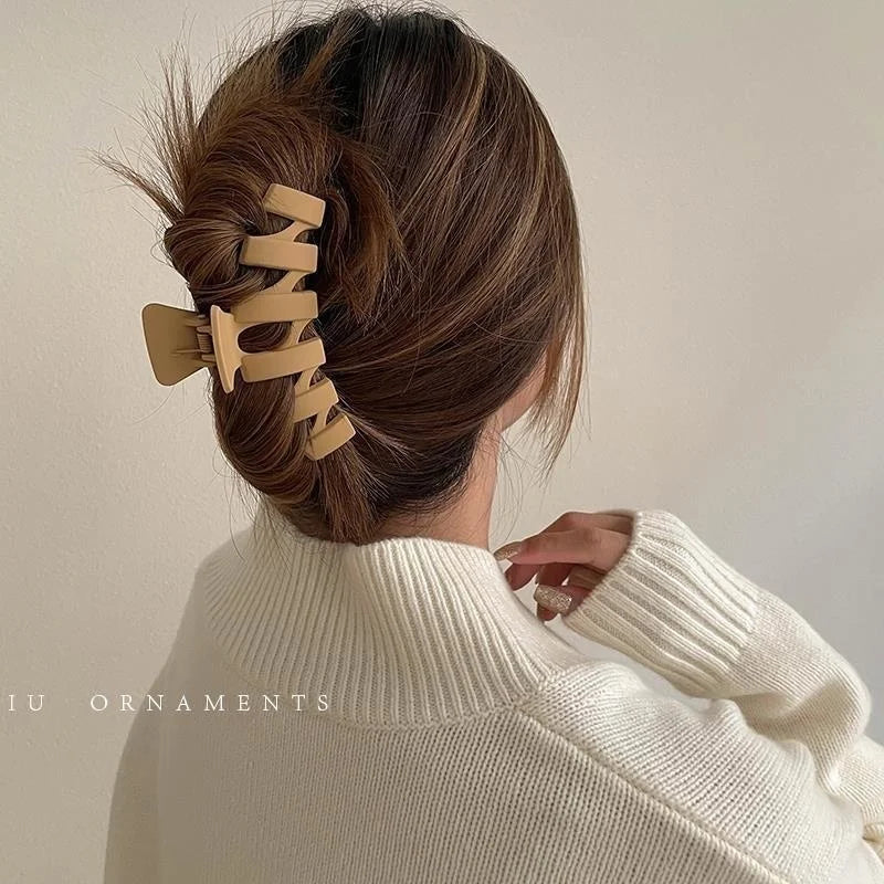 High Women Hair Claw Clips Korea Coffee Beige Acrylic Large Hair Claw Hairpin Geometric Barrettes Crab Girl Headwear Hair Accessories