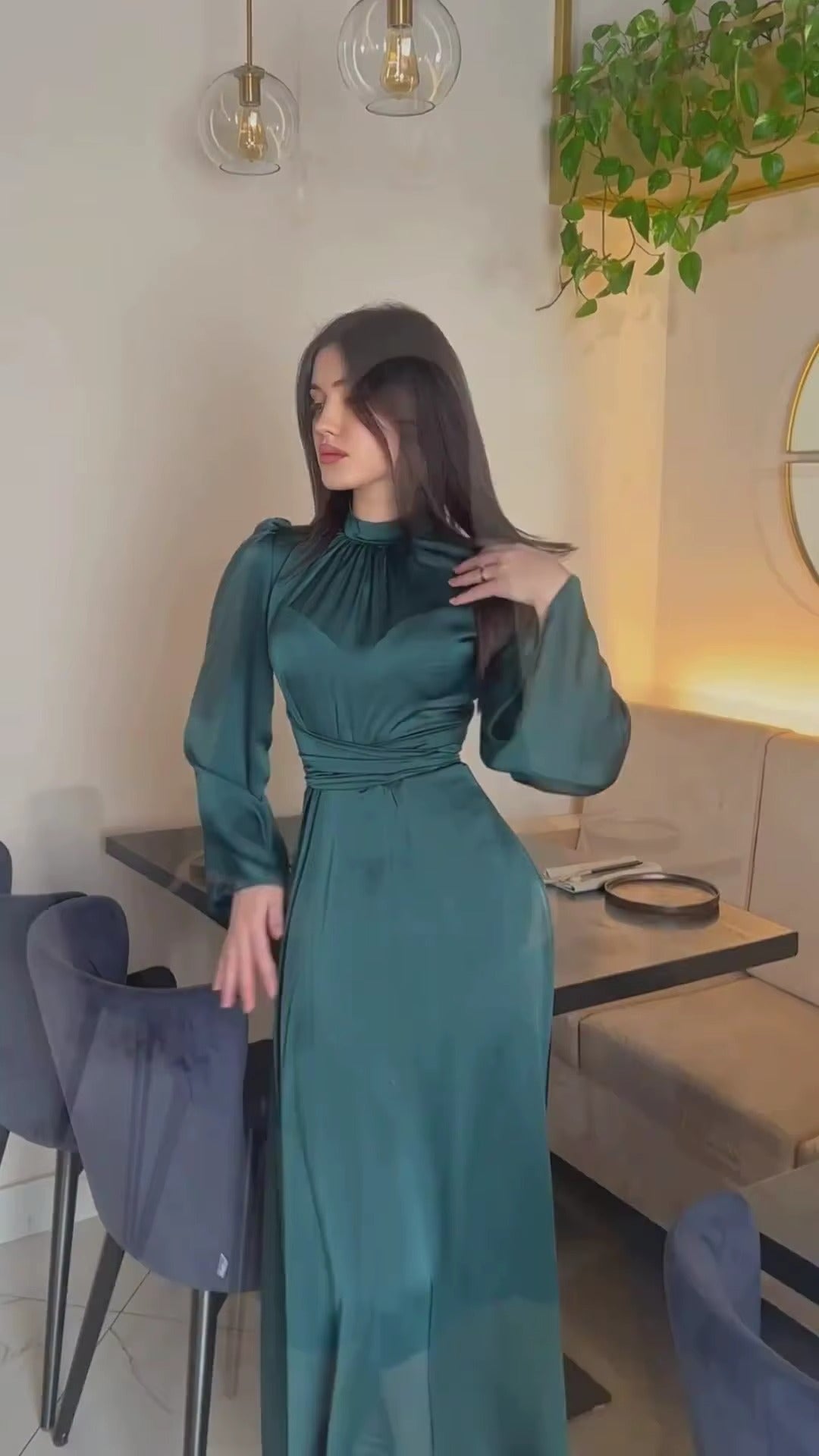 2025 Solid Color Satin Modest Dress Strap Waist Casual Muslim Dress Women Luxury Evening Abaya Dress