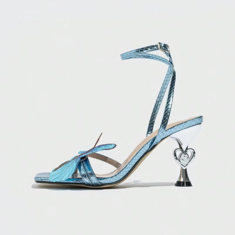 Love Shape New Trendy Sandal Chaussures Shoes Women Butterfly High Heels for Ladies Elegant
