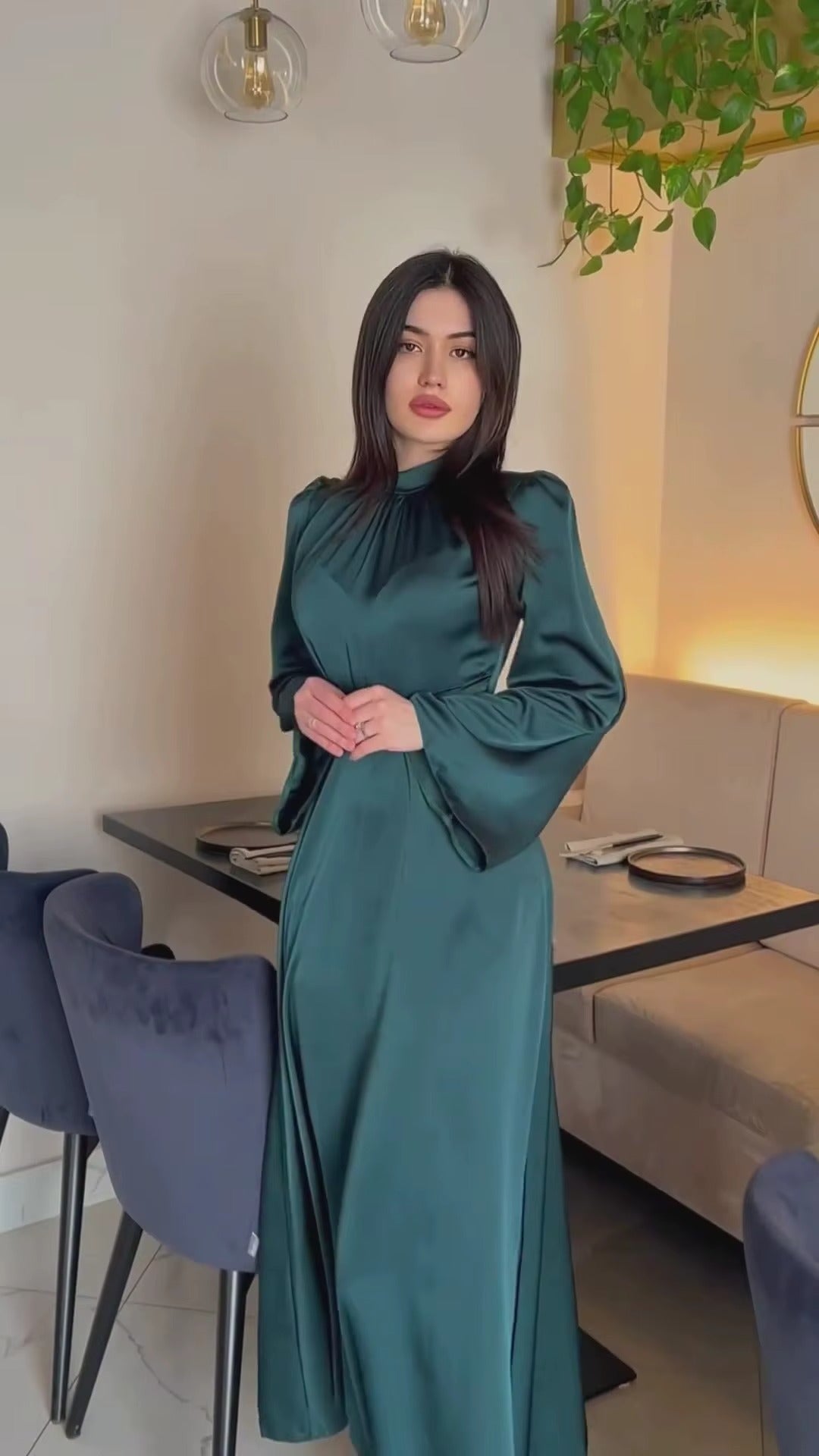2025 Solid Color Satin Modest Dress Strap Waist Casual Muslim Dress Women Luxury Evening Abaya Dress