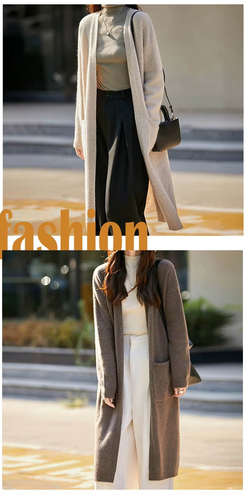 Autumn Winter Long Woolen Knitwear Sweater Custom Real Wool Knit Cardigans for Women